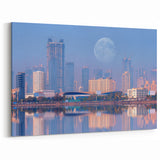 Indian Themed Wall Posters - Modern Mumbai Skyline with Full Moon Reflections