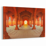 Indian Landscape Canvas - Majestic Red Archways at Sunset Wall Decor