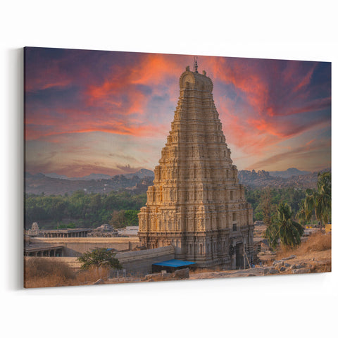 Sunset over Ancient Indian Temple Wall Art - Scenic India Prints