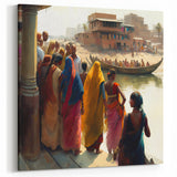 Indian Scenery Canvas - Vibrant Ganges River Scene in India Wall Art