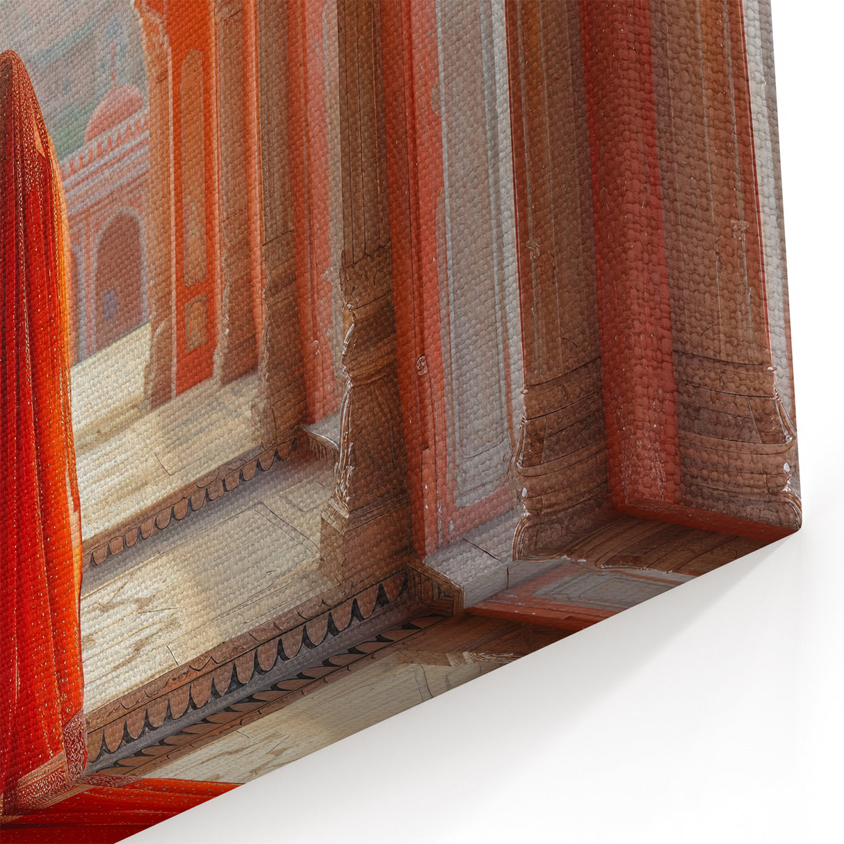 Red Saree in Jaipur Archways - Traditional Indian Architecture Art