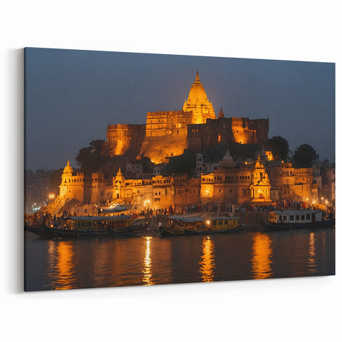 Evening at Varanasi Ghats - Stunning Indian Architecture Wall Art