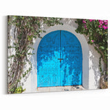 Exotic Tunisian Blue Door Art - Traditional North African Wall Decor