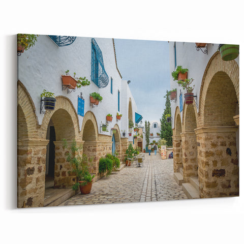 Picturesque Tunisian Street Scene - Authentic North African Wall Art