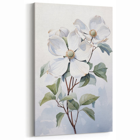 Botanical Dogwood Flower Art – Elegant Dogwood Blossom Canvas Print