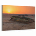 Tunisian Sunset with Wrecked Boat - Captivating Desert Landscape Art
