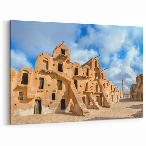Traditional Ksar Architecture Art - Majestic Tunisia Wall Decor
