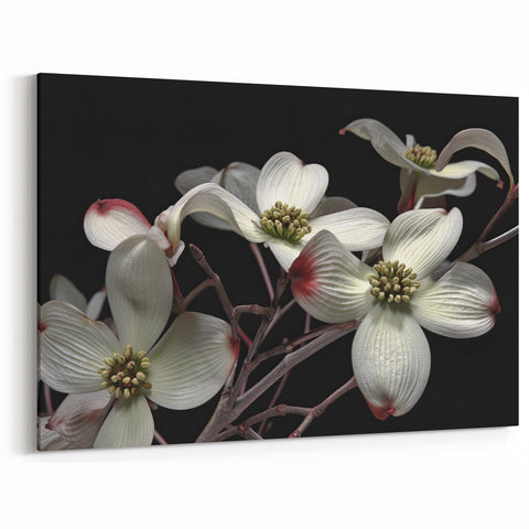 Stunning Dogwood Blossom Wall Art – White and Red Floral Canvas Print