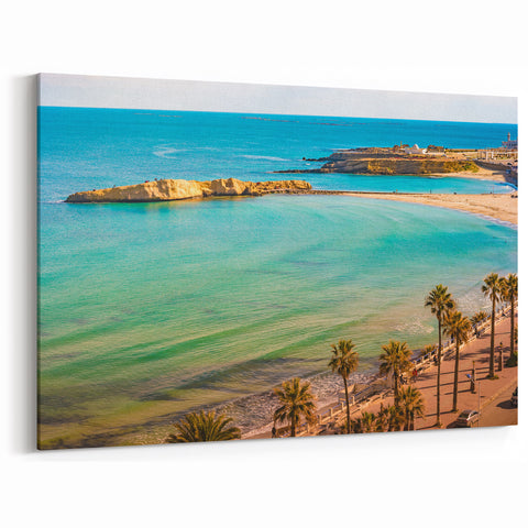 Serene Tunisian Coastline Art - Stunning Mediterranean Beach Wall Decor