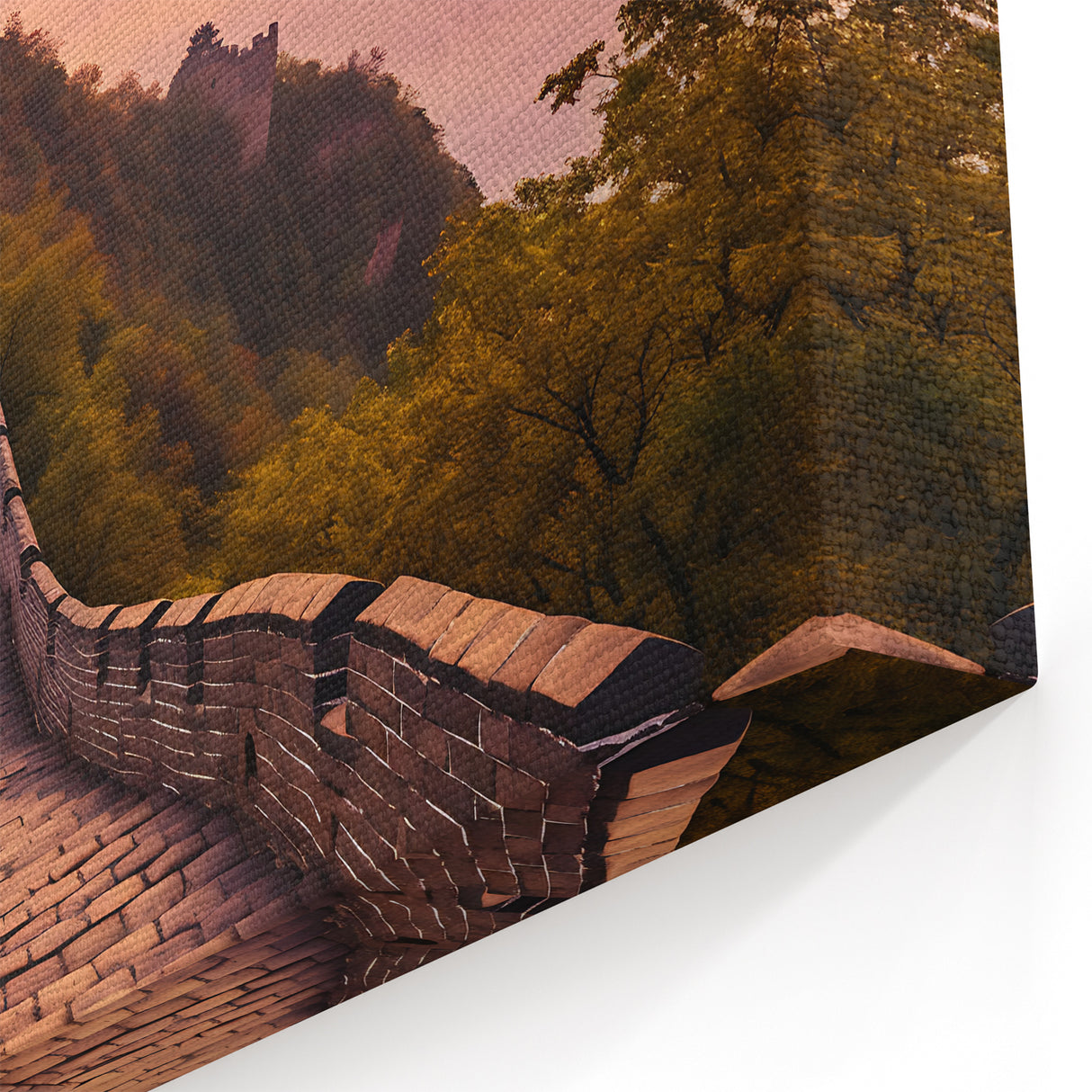 Misty Great Wall Sunrise Canvas Art – Serene Chinese Landscape Decor