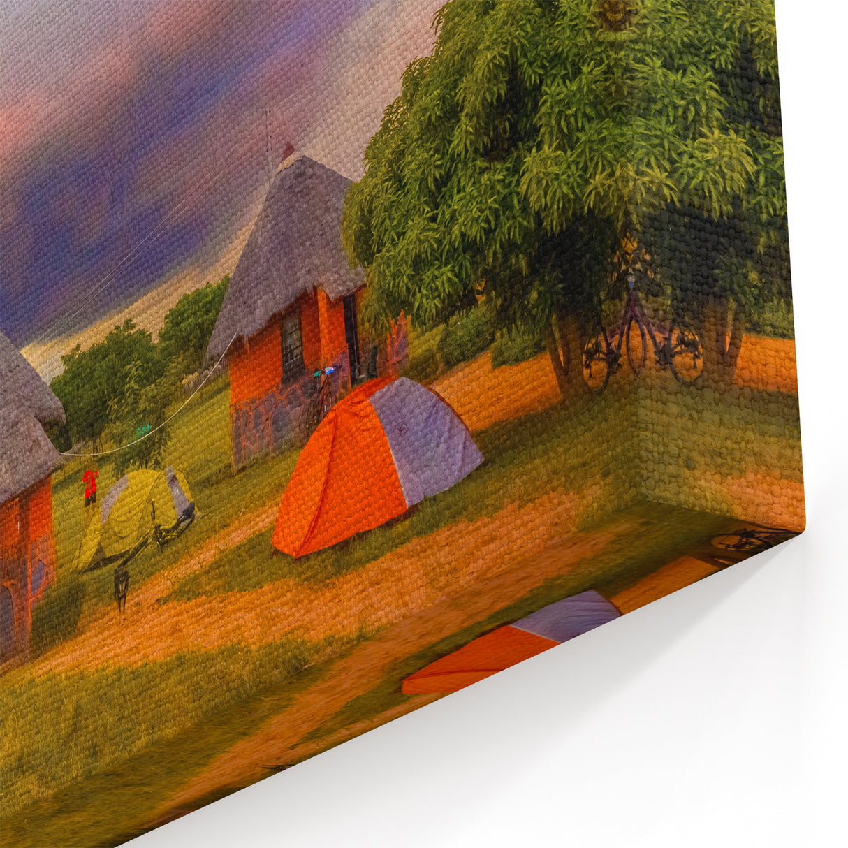 Zambia Canvas Prints - Traditional Village Sunset Scene African Scenery Art