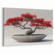 Striking Red Bonsai Tree Wall Art - Japanese-Inspired Zen Decor