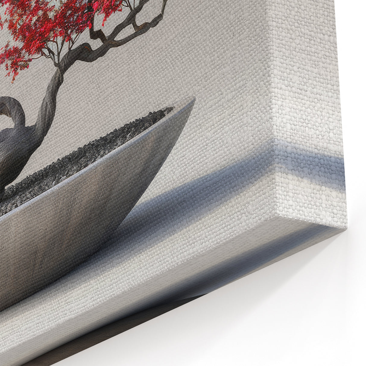 Striking Red Bonsai Tree Wall Art - Japanese-Inspired Zen Decor