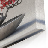 Striking Red Bonsai Tree Wall Art - Japanese-Inspired Zen Decor