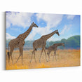 Zambia Landscape Art - Elegant Giraffes in African Wilderness Canvas Print