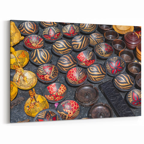 Zambia Art Prints - Handcrafted African Bowls with Vibrant Patterns Canvas