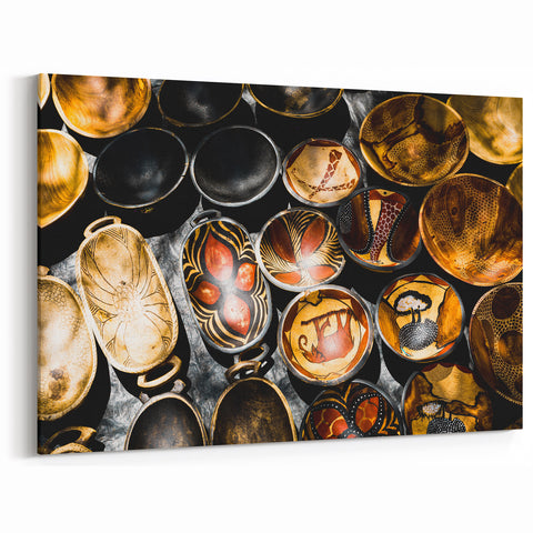 Zambia Canvas Prints - Handcrafted African Bowls with Intricate Patterns