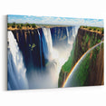 Zambia Landscape Art - Majestic Waterfalls and Rainbow Canvas Print