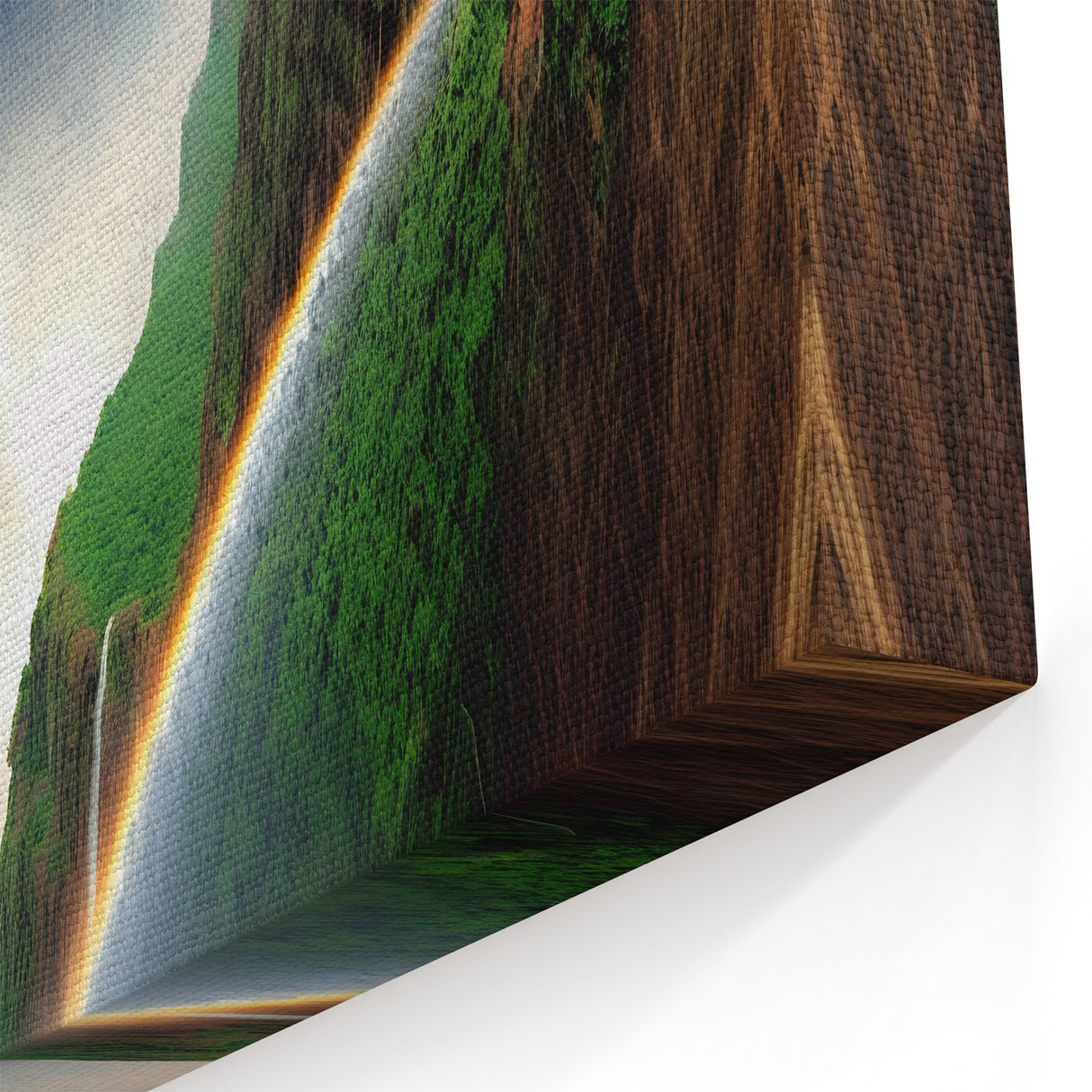 Zambia Landscape Art - Majestic Waterfalls and Rainbow Canvas Print