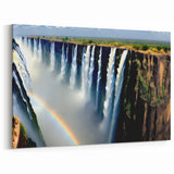 Zambia Wall Art - Majestic Waterfall and Rainbow Canvas Print