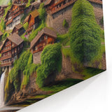 Zambia Wall Art - Mountain Village with Waterfalls and Rainbows Print