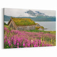 Fireweed Canvas Art - Majestic Fireweed Field and Mountain Landscape Print
