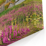 Fireweed Canvas Art - Majestic Fireweed Field and Mountain Landscape Print