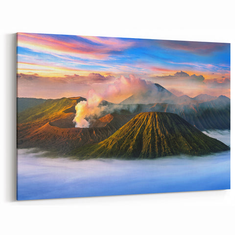 Indonesian Landscape Art - Volcanic Mountain Sunrise Wall Art