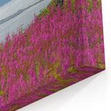 Fireweed Field Art - Scenic Mountain Valley Fireweed Landscape Canvas Print