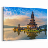 Bali Beach Canvas - Traditional Temple Reflected on Tranquil Waters