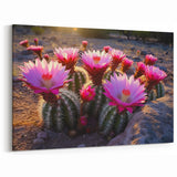 Sunset Cactus Flower Art - Vibrant Desert Bloom Wall Decor