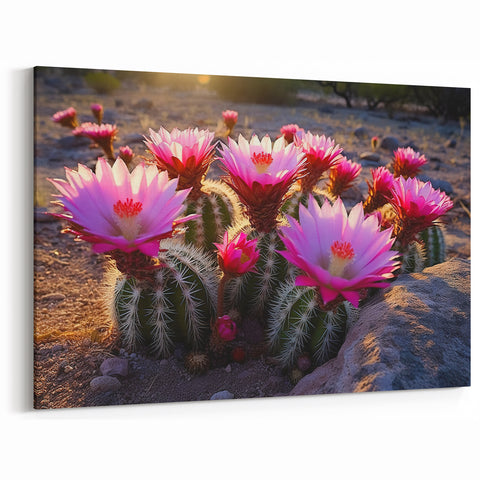 Sunset Cactus Flower Art - Vibrant Desert Bloom Wall Decor