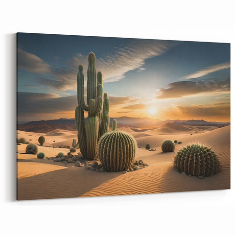 Majestic Desert Cactus Sunset Art - Southwestern Saguaro Wall Decor