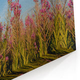 Fireweed Flower Art - Vibrant Fireweed Field Under Blue Sky Canvas Print