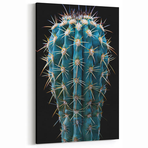 Bold Blue Cactus Photography - Modern Southwestern Succulent Wall Art