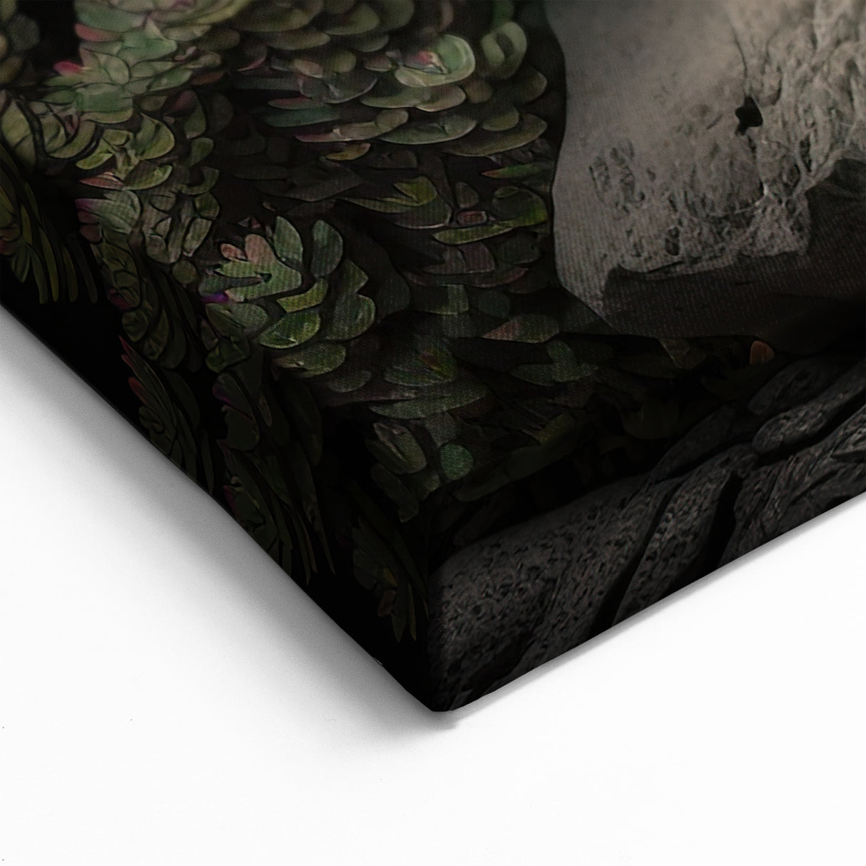 Dark Succulent Garden Wall Art - Elegant Green and Black Botanical Decor