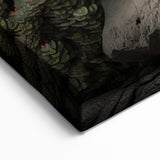 Dark Succulent Garden Wall Art - Elegant Green and Black Botanical Decor