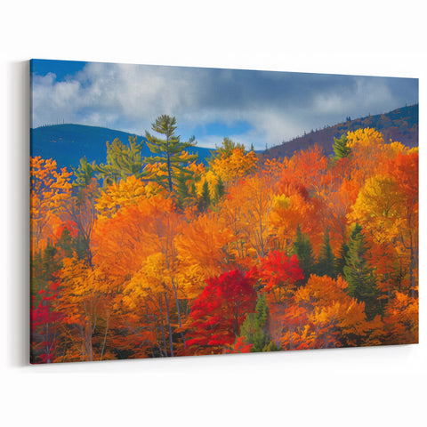 Autumn Forest Trees Wall Art - Vibrant Woodland Canvas - Fall Foliage