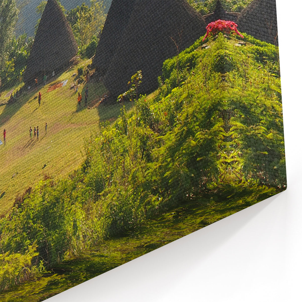 Indonesian Culture Art - Traditional Village in Scenic Landscape Wall Art