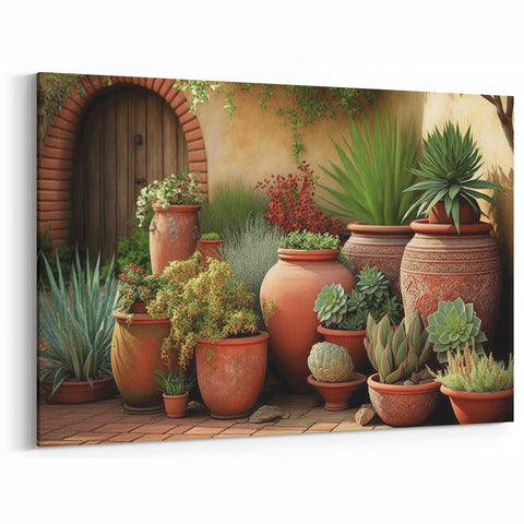 Rustic Succulent Garden Wall Art - Warm Terracotta Botanical Decor
