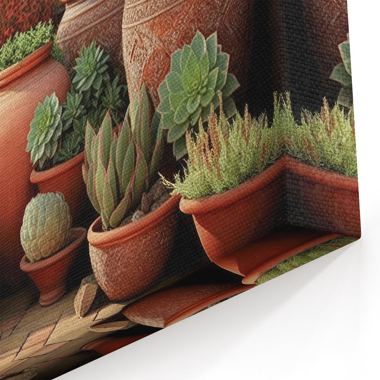 Rustic Succulent Garden Wall Art - Warm Terracotta Botanical Decor