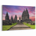 Indonesian Culture Art - Majestic Temple Complex at Sunset Wall Art
