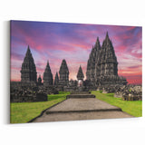 Indonesian Culture Art - Majestic Temple Complex at Sunset Wall Art