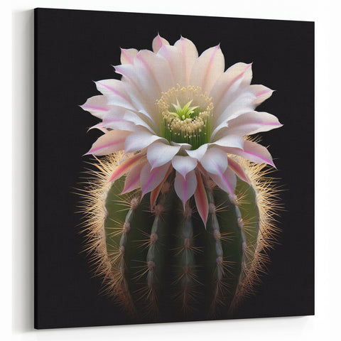 Elegant White Cactus Flower Art - Stunning Southwestern Succulent Decor
