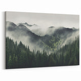 Misty Forest Landscape Wall Art - Nature Canvas - Tranquil Greenery