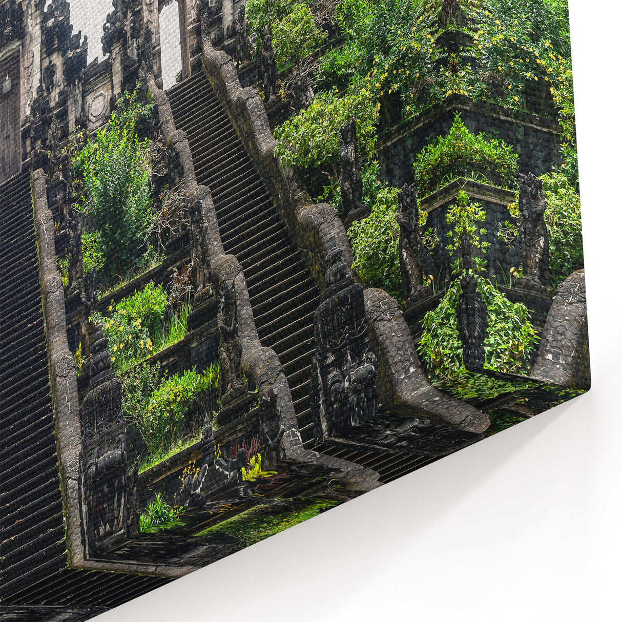 Scenic Indonesia Prints - Ancient Temple Stairway in Lush Landscape Wall Art