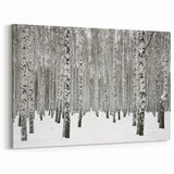 Winter Birch Forest Wall Art - Snowy Woodland Canvas - Nature Decor