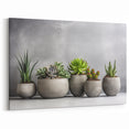 Minimalist Succulent Wall Art - Modern Gray and Green Botanical Decor