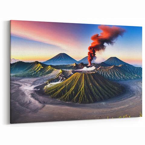 Mount Bromo Eruption Art - Dramatic Indonesian Volcano Landscape Print