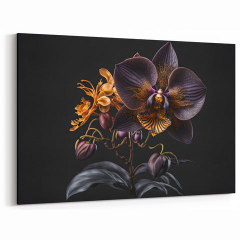 Luxurious Dark Orchid Wall Art - Botanical Orchid Canvas Print Decor